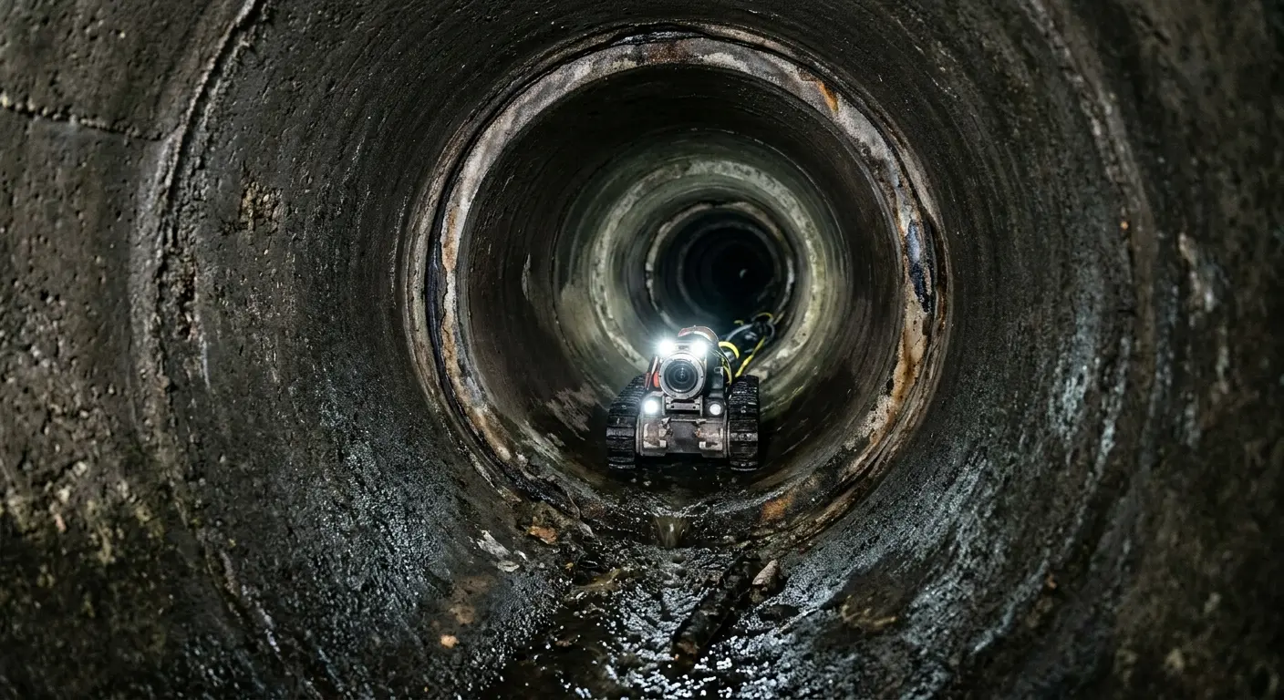Robotic sewer camera inspecting pipe interior for Drain Snake Service in Bristol